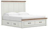 Savonport White/Brown King Panel Storage Bed by Ashley at Eve Furniture