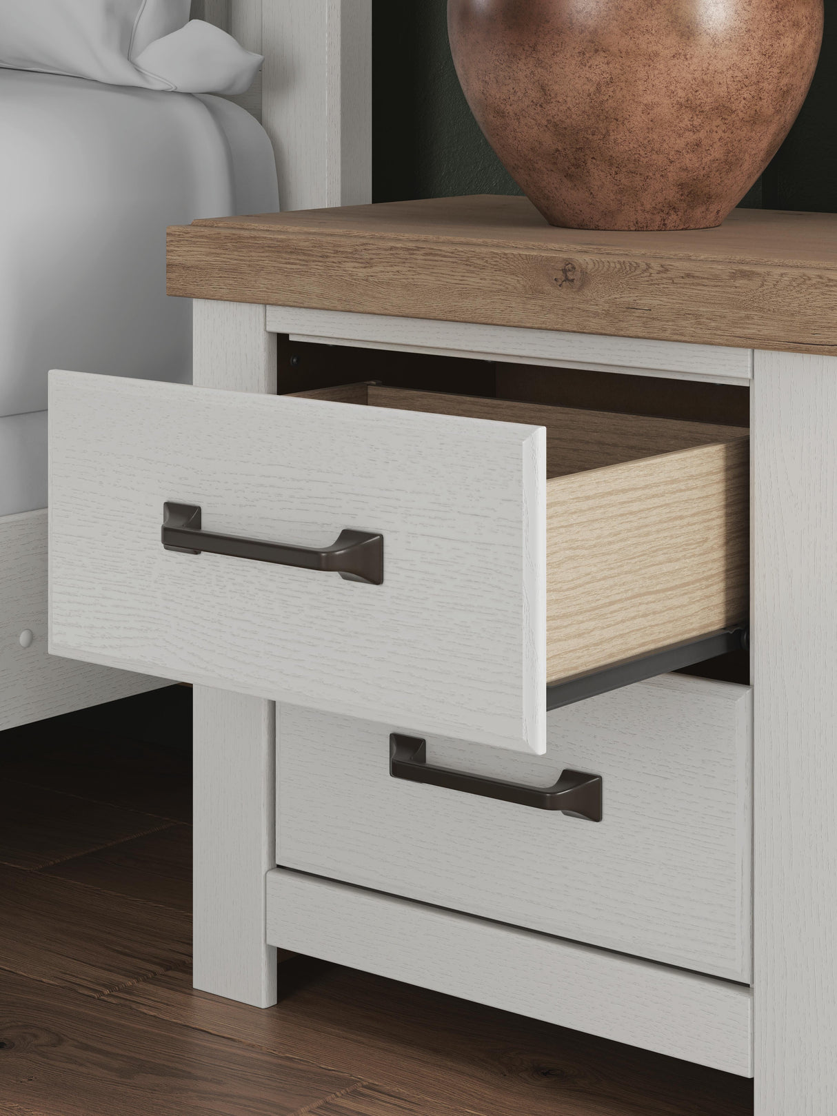 Savonport White/Brown Nightstand by Ashley at Eve Furniture