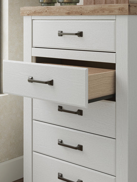 Savonport White/Brown Panel Bedroom Set by Ashley at Eve Furniture