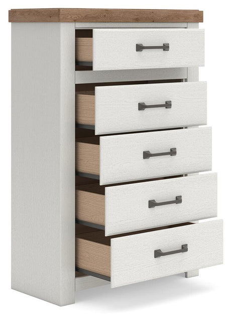 Savonport White/Brown Panel Bedroom Set by Ashley at Eve Furniture