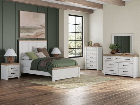 Savonport White/Brown Panel Bedroom Set by Ashley at Eve Furniture