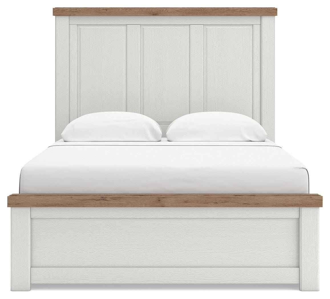 Savonport White/Brown Queen Panel Bed with Storage by Ashley at Eve Furniture