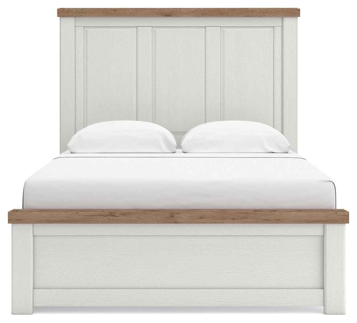 Savonport White/Brown Queen Panel Bed with Storage by Ashley at Eve Furniture