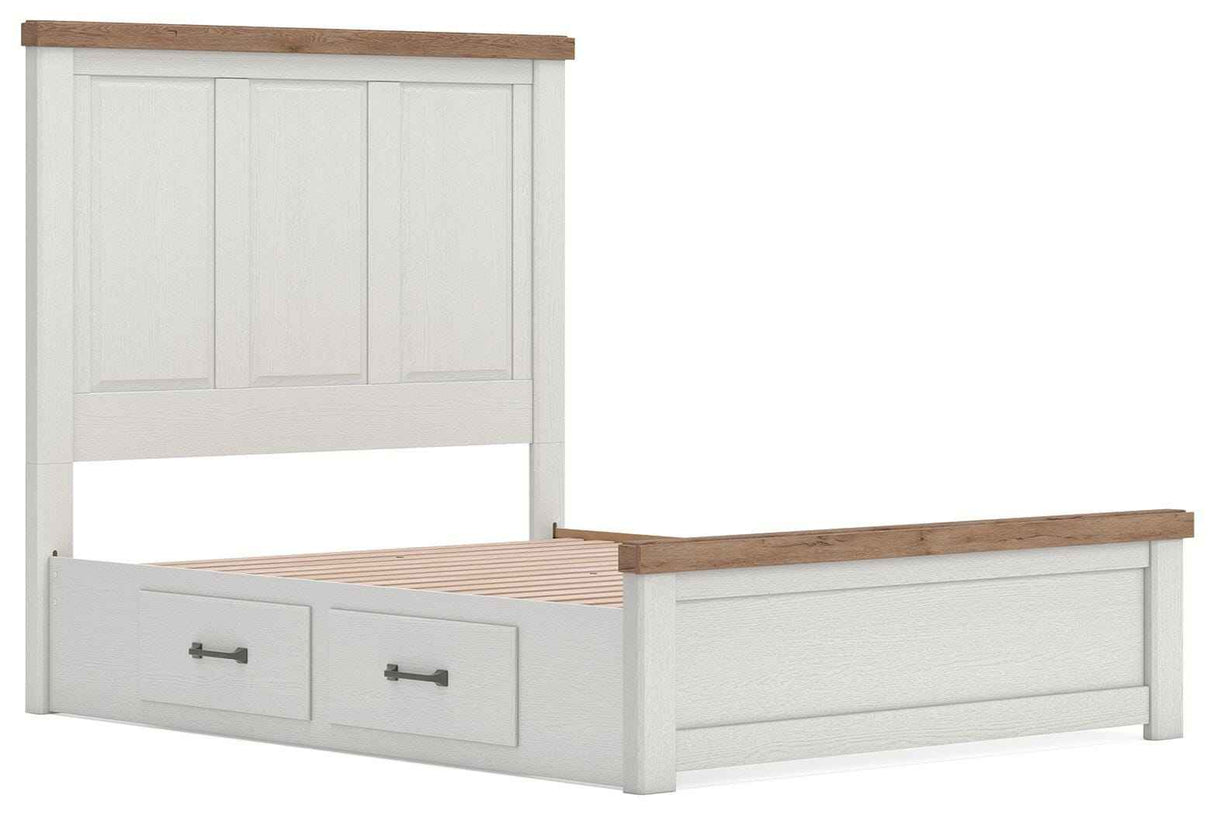 Savonport White/Brown Queen Panel Bed with Storage by Ashley at Eve Furniture