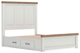 Savonport White/Brown Queen Panel Bed with Storage by Ashley at Eve Furniture