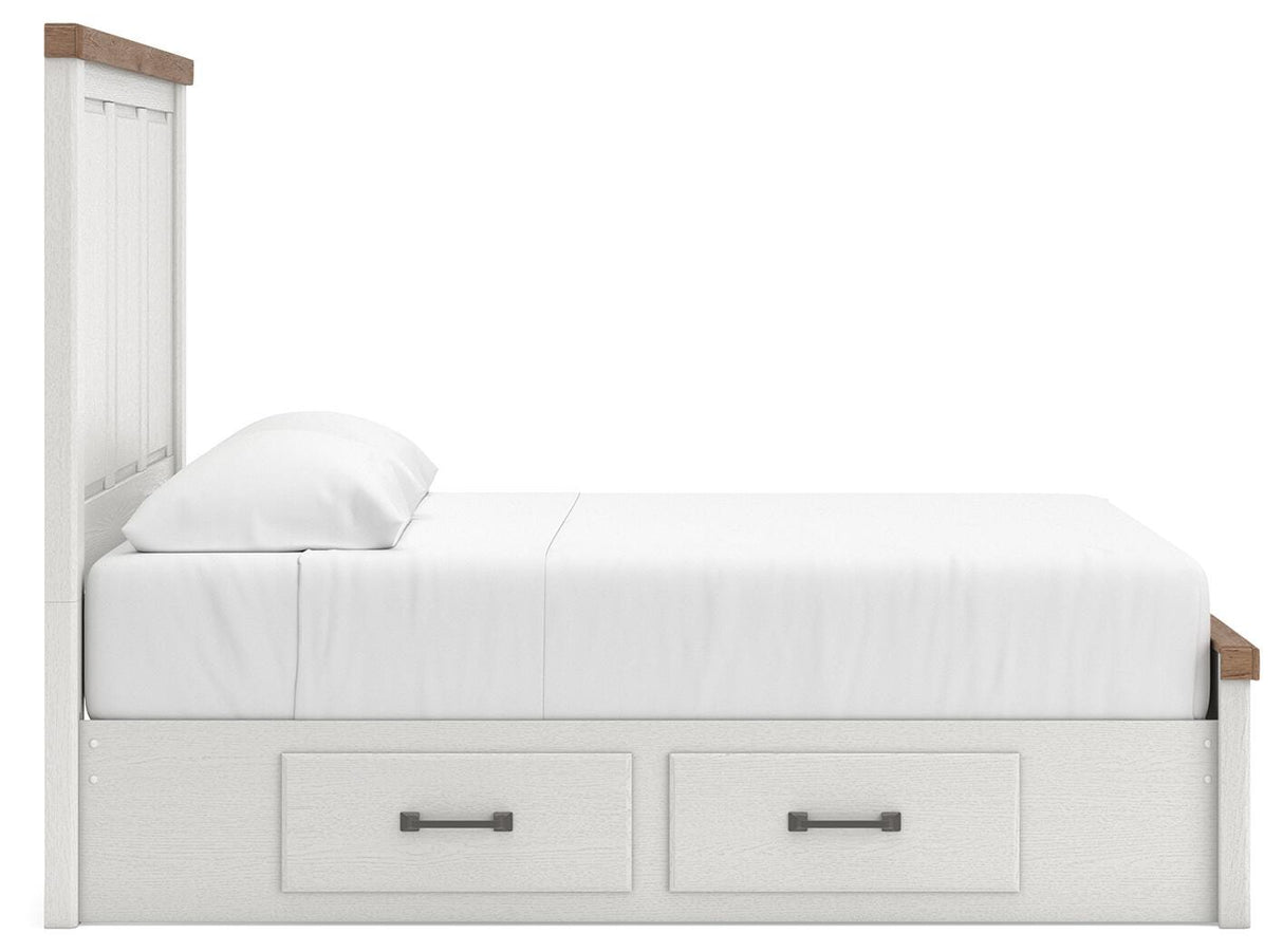 Savonport White/Brown Queen Panel Bed with Storage by Ashley at Eve Furniture