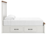 Savonport White/Brown Queen Panel Bed with Storage by Ashley at Eve Furniture