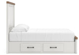 Savonport White/Brown Queen Panel Bed with Storage by Ashley at Eve Furniture