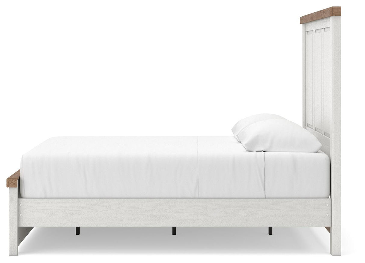 Savonport White/Brown Queen Panel Bed with Storage by Ashley at Eve Furniture