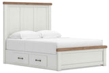 Savonport White/Brown Queen Panel Bed with Storage by Ashley at Eve Furniture