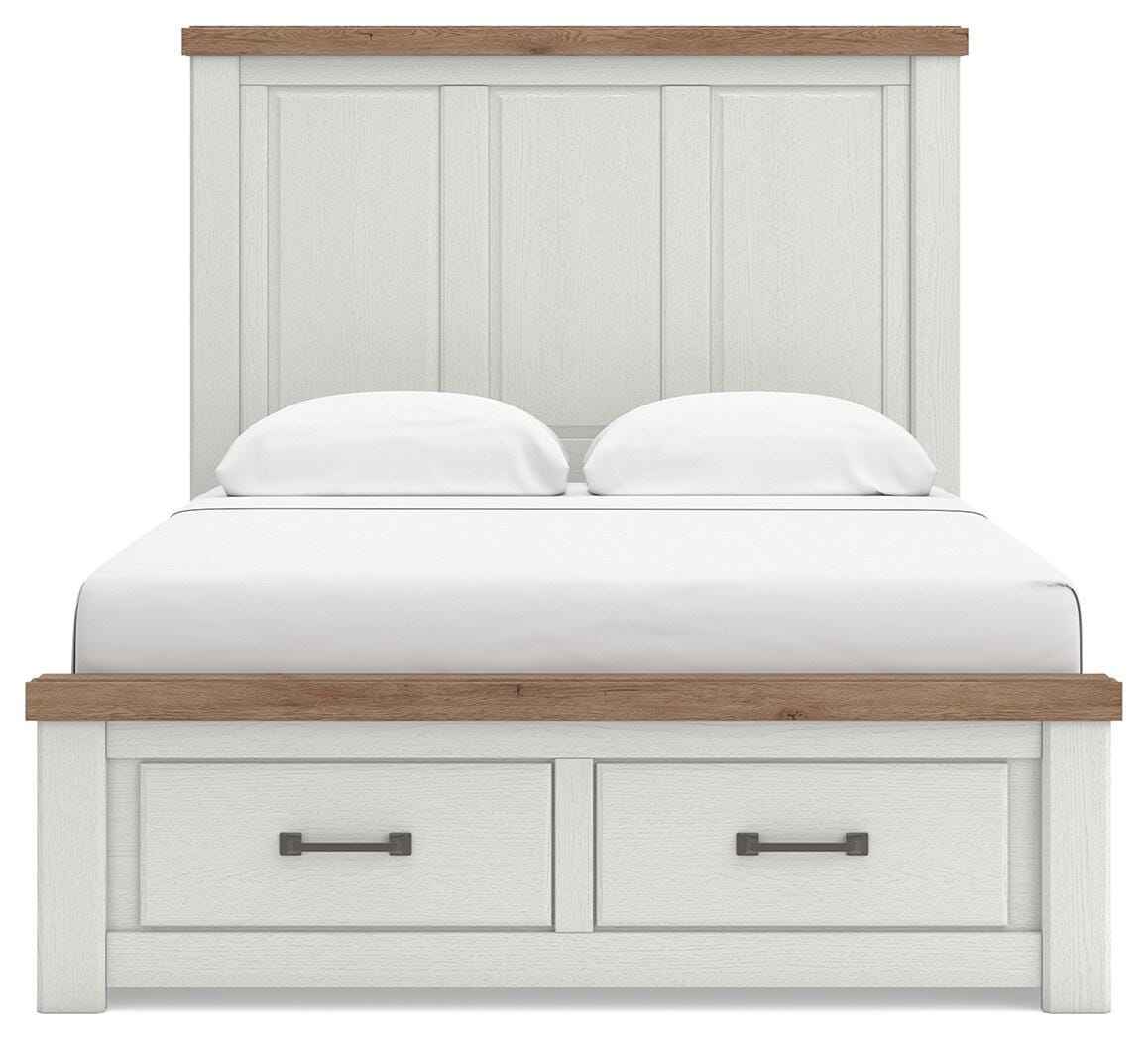 Savonport White/Brown Queen Panel Storage Bed by Ashley at Eve Furniture
