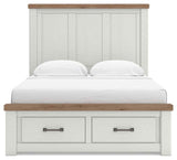 Savonport White/Brown Queen Panel Storage Bed by Ashley at Eve Furniture