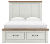 Savonport White/Brown Queen Panel Storage Bed by Ashley at Eve Furniture