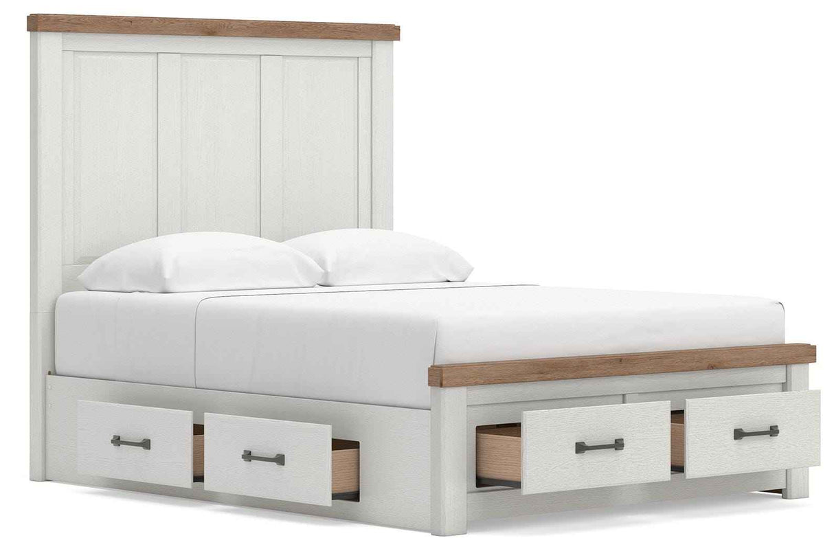 Savonport White/Brown Queen Panel Storage Bed by Ashley at Eve Furniture