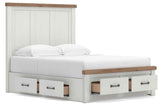 Savonport White/Brown Queen Panel Storage Bed by Ashley at Eve Furniture
