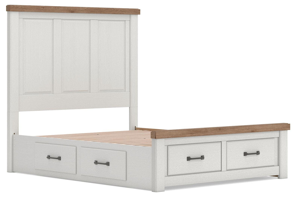 Savonport White/Brown Queen Panel Storage Bed by Ashley at Eve Furniture