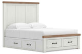 Savonport White/Brown Queen Panel Storage Bed by Ashley at Eve Furniture