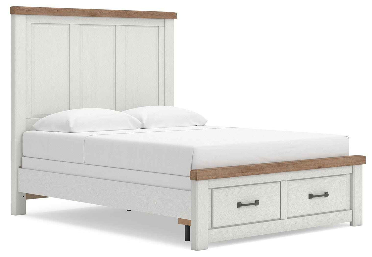 Savonport White/Brown Queen Panel Storage Bed by Ashley at Eve Furniture