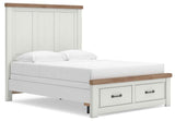 Savonport White/Brown Queen Panel Storage Bed by Ashley at Eve Furniture