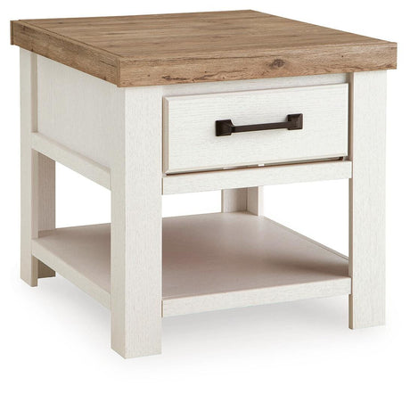 Savonport White/Brown Rectangular End Table by Ashley at Eve Furniture