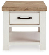 Savonport White/Brown Rectangular End Table by Ashley at Eve Furniture