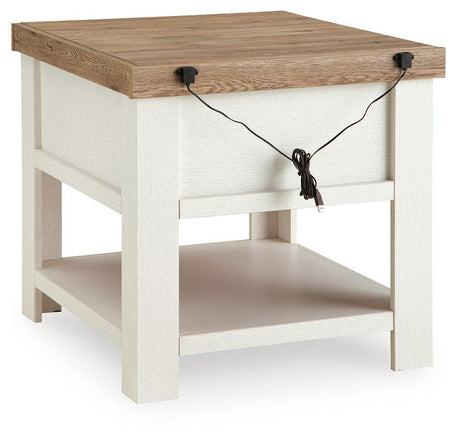 Savonport White/Brown Rectangular End Table by Ashley at Eve Furniture