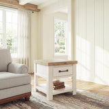 Savonport White/Brown Rectangular End Table by Ashley at Eve Furniture
