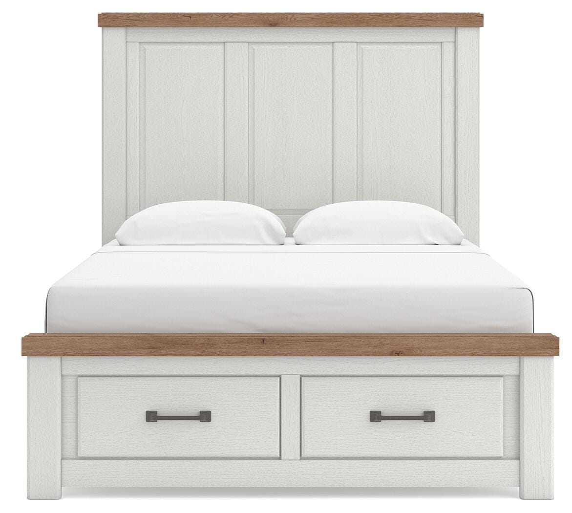Savonport White/Brown Storage Bedroom Set with 2 Drawers by Ashley at Eve Furniture