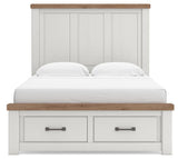 Savonport White/Brown Storage Bedroom Set with 2 Drawers by Ashley at Eve Furniture