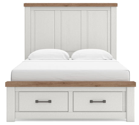 Savonport White/Brown Storage Bedroom Set with 2 Drawers by Ashley at Eve Furniture
