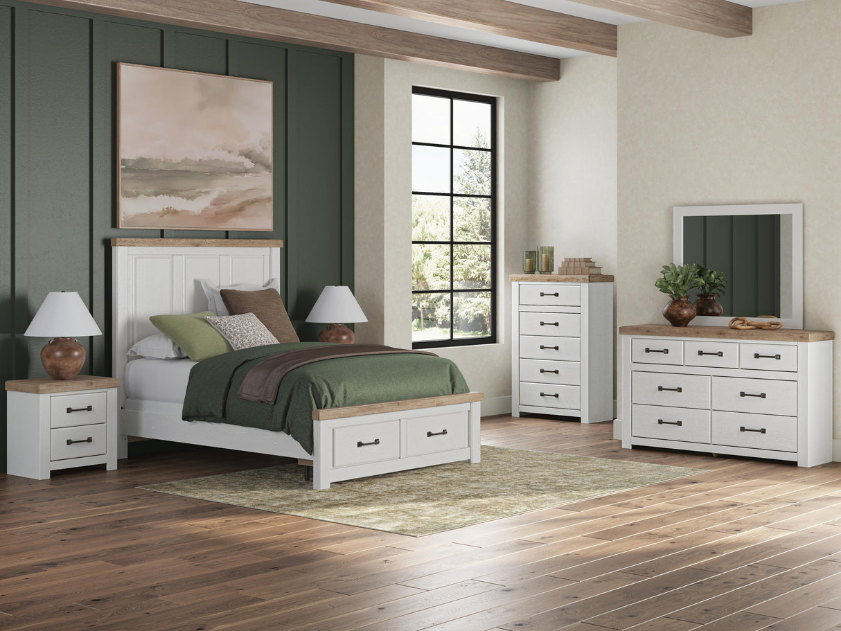 Savonport White/Brown Storage Bedroom Set with 2 Drawers by Ashley at Eve Furniture