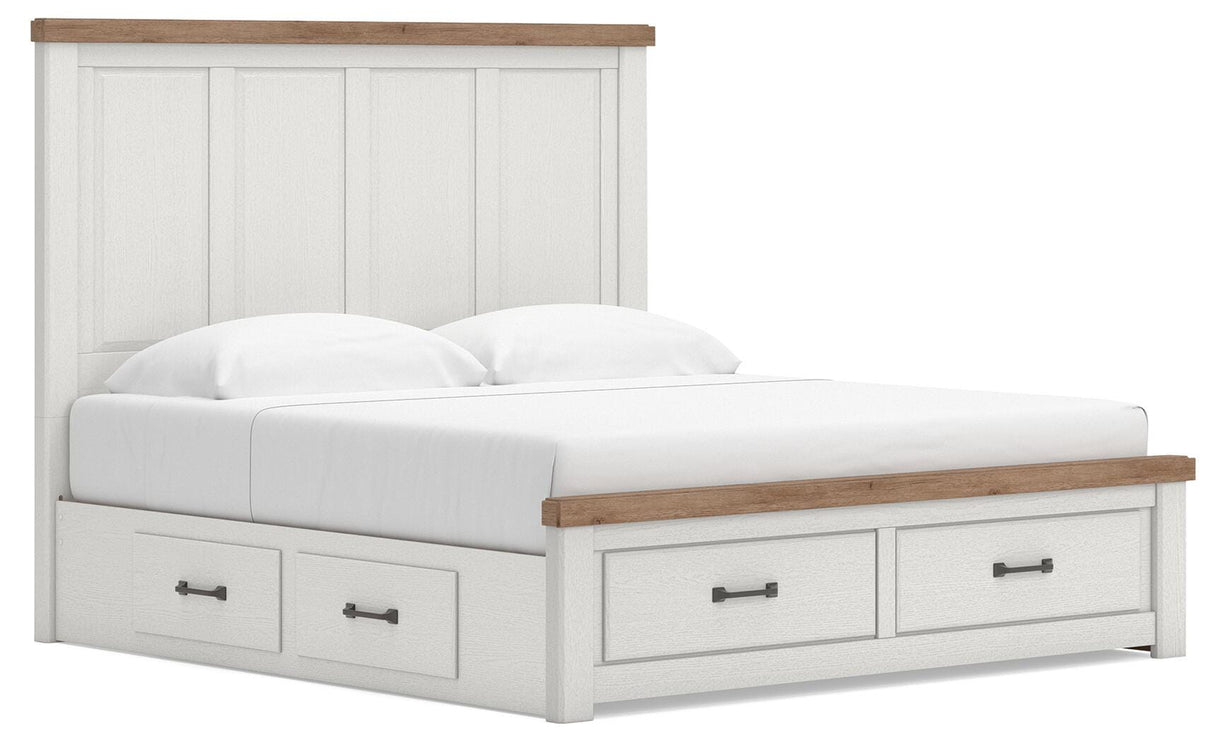 Savonport White/Brown Storage Bedroom Set with 6 Drawers by Ashley at Eve Furniture