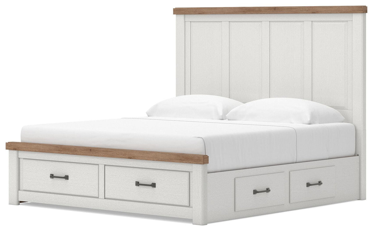 Savonport White/Brown Storage Bedroom Set with 6 Drawers by Ashley at Eve Furniture