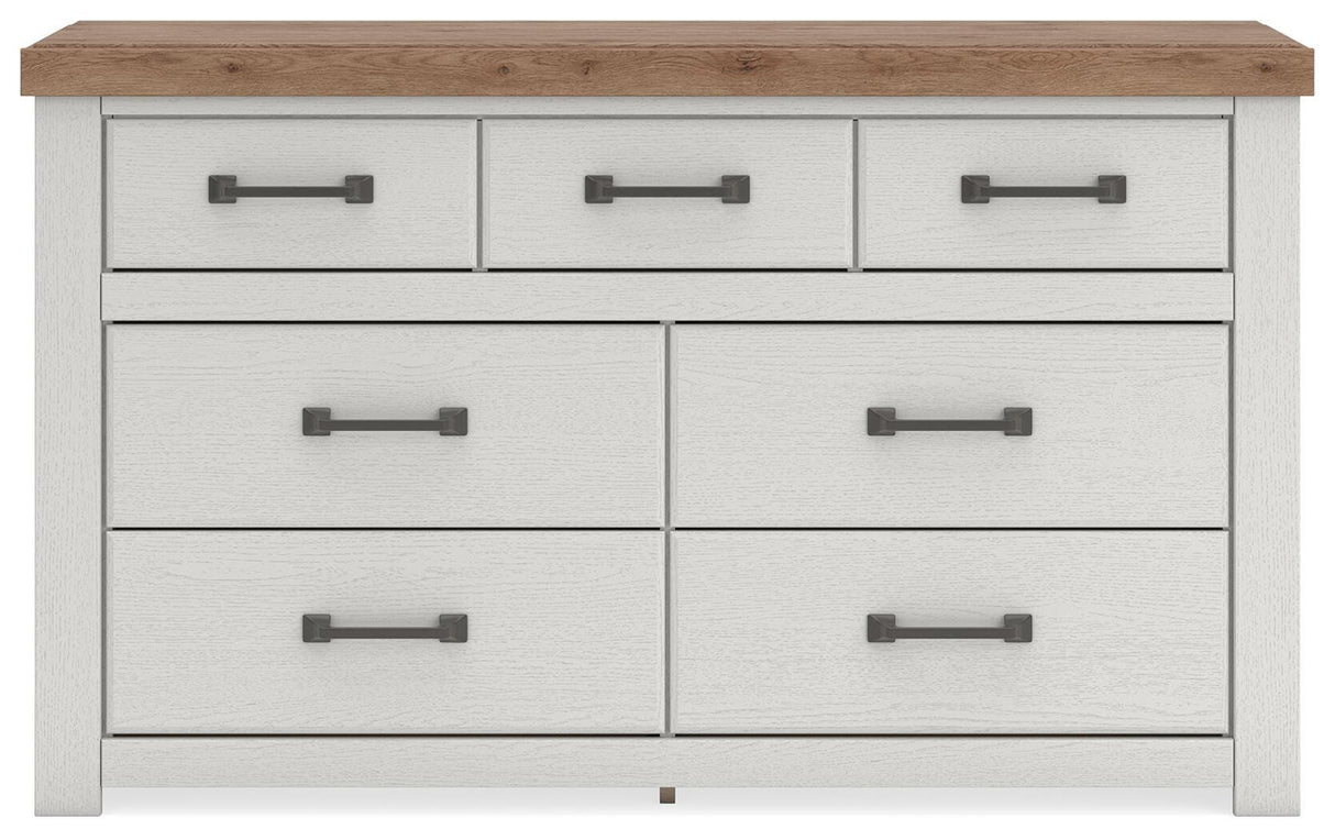 Savonport White/Brown Storage Panel Bedroom Set with 2 Drawers by Ashley at Eve Furniture