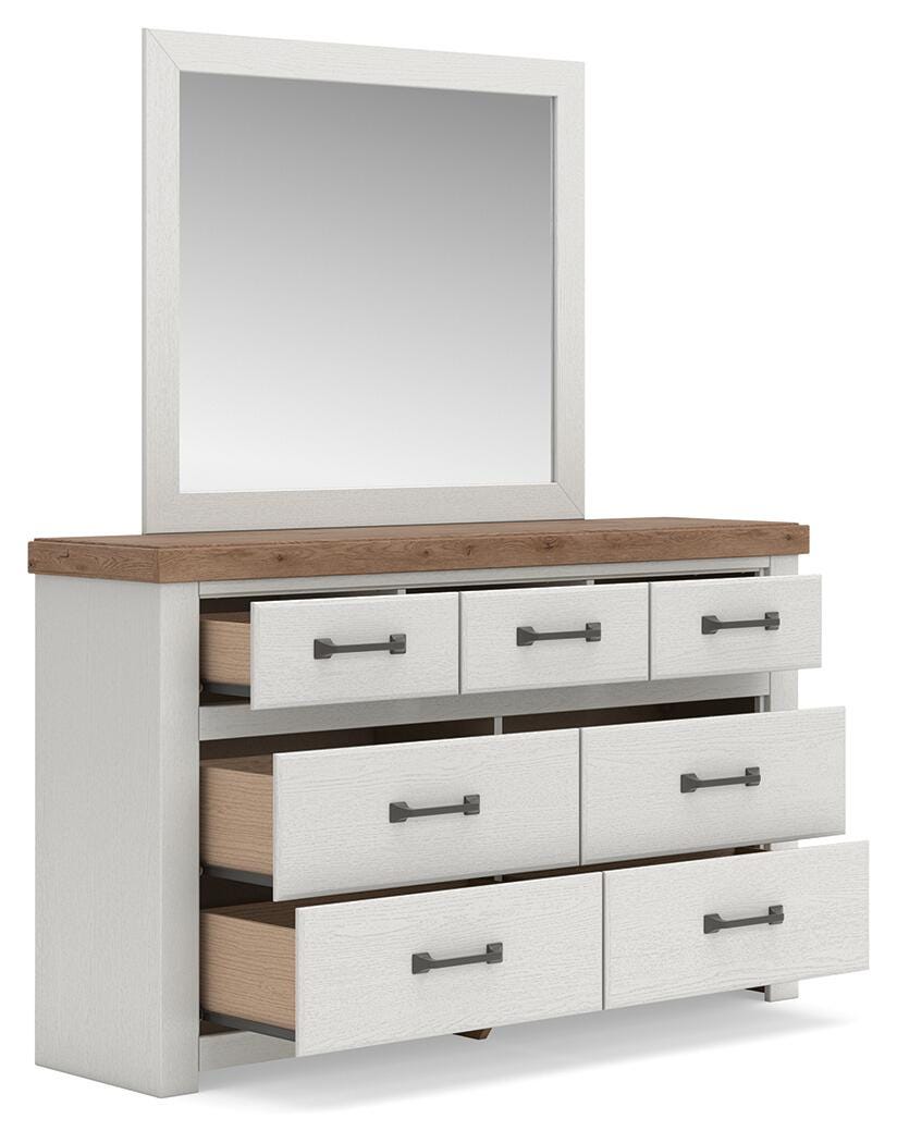 Savonport White/Brown Storage Panel Bedroom Set with 2 Drawers by Ashley at Eve Furniture