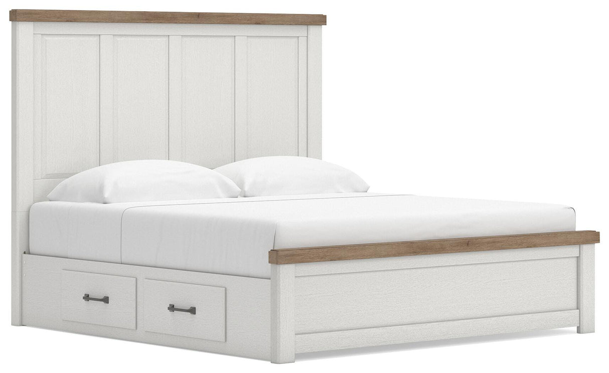 Savonport White/Brown Storage Panel Bedroom Set with 2 Drawers by Ashley at Eve Furniture