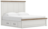 Savonport White/Brown Storage Panel Bedroom Set with 2 Drawers by Ashley at Eve Furniture