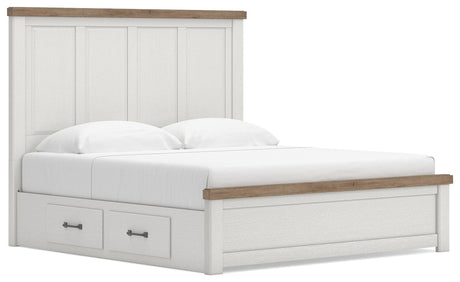 Savonport White/Brown Storage Panel Bedroom Set with 2 Drawers by Ashley at Eve Furniture