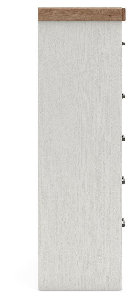 Savonport White/Brown Storage Panel Bedroom Set with 2 Drawers by Ashley at Eve Furniture