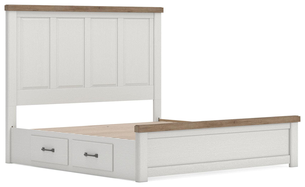 Savonport White/Brown Storage Panel Bedroom Set with 2 Drawers by Ashley at Eve Furniture