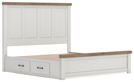 Savonport White/Brown Storage Panel Bedroom Set with 2 Drawers by Ashley at Eve Furniture