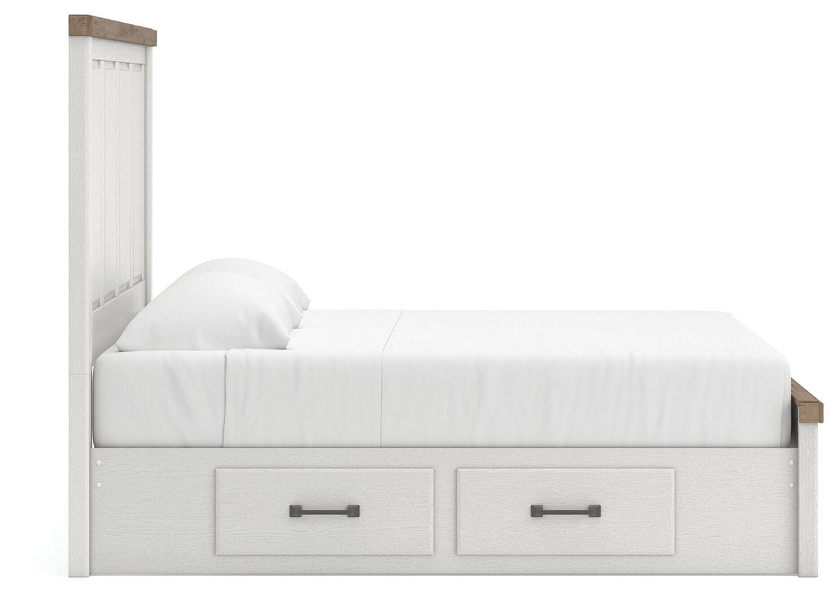 Savonport White/Brown Storage Panel Bedroom Set with 2 Drawers by Ashley at Eve Furniture