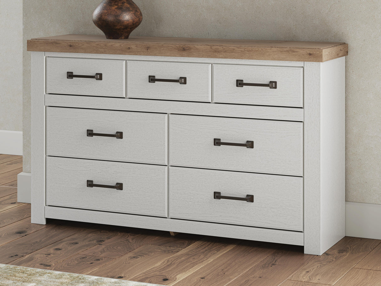 Savonport White/Brown Storage Panel Bedroom Set with 2 Drawers by Ashley at Eve Furniture