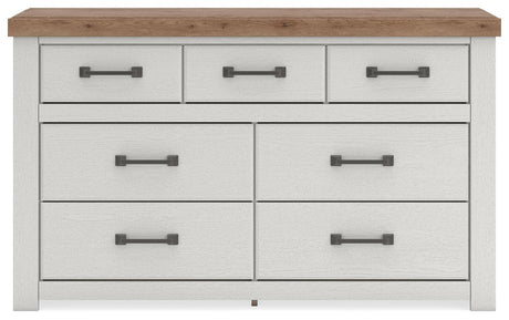Savonport White/Brown Storage Panel Bedroom Set with 4 Drawers by Ashley at Eve Furniture
