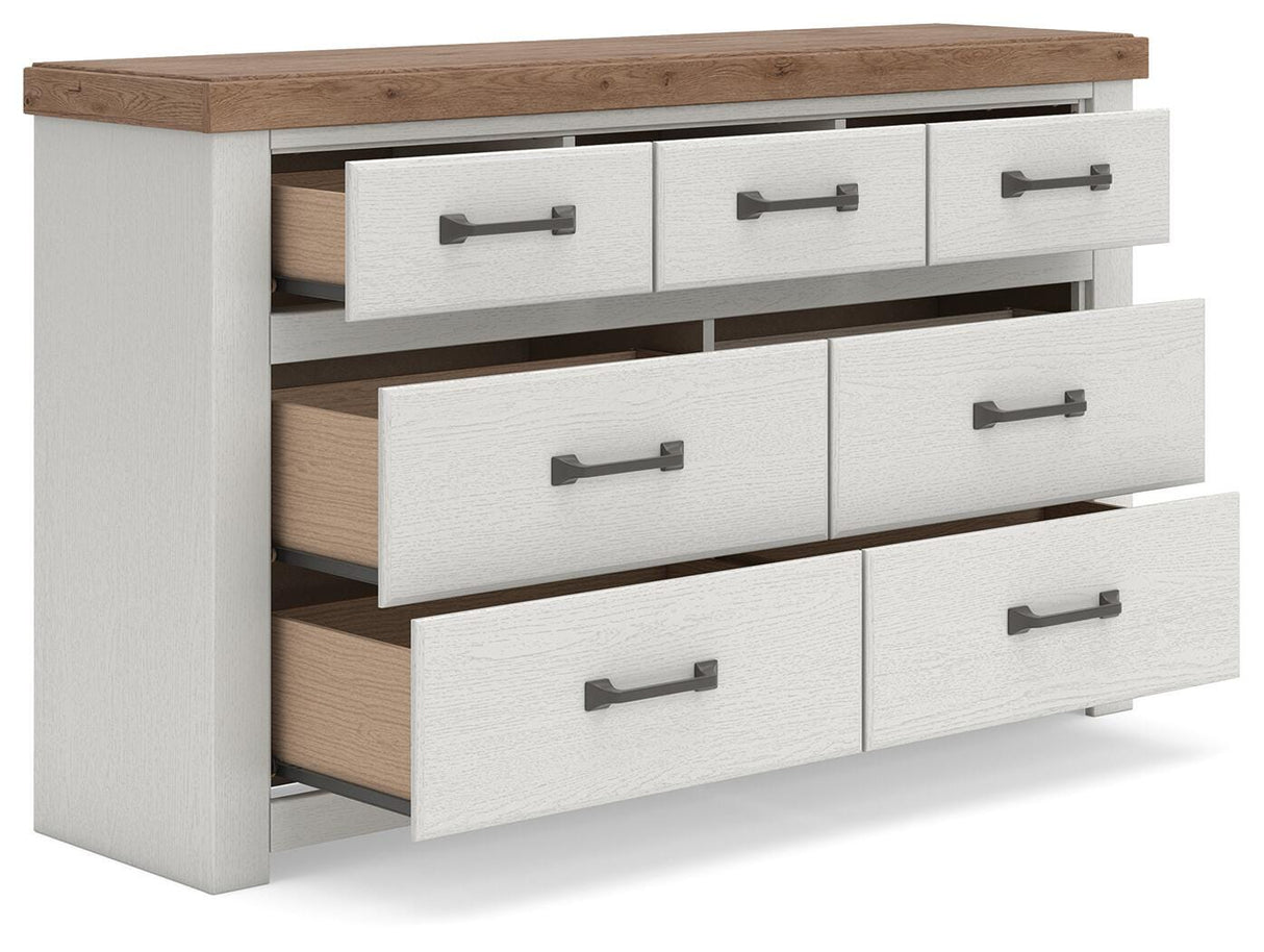 Savonport White/Brown Storage Panel Bedroom Set with 4 Drawers by Ashley at Eve Furniture
