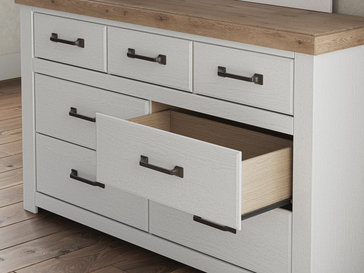 Savonport White/Brown Storage Panel Bedroom Set with 4 Drawers by Ashley at Eve Furniture