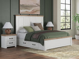Savonport White/Brown Storage Panel Bedroom Set with 4 Drawers by Ashley at Eve Furniture
