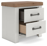 Savonport White/Brown Storage Panel Bedroom Set with 4 Drawers by Ashley at Eve Furniture