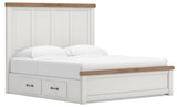 Savonport White/Brown Storage Panel Bedroom Set with 4 Drawers by Ashley at Eve Furniture
