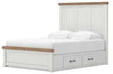 Savonport White/Brown Storage Panel Bedroom Set with 4 Drawers by Ashley at Eve Furniture